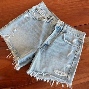 Agolde Frayed Light Blue Jean Shorts